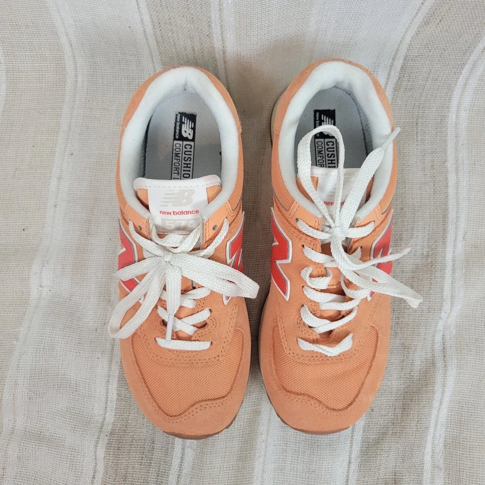 New Balance 574 Copper Neo Flame Sneakers Size 7.5 Orange